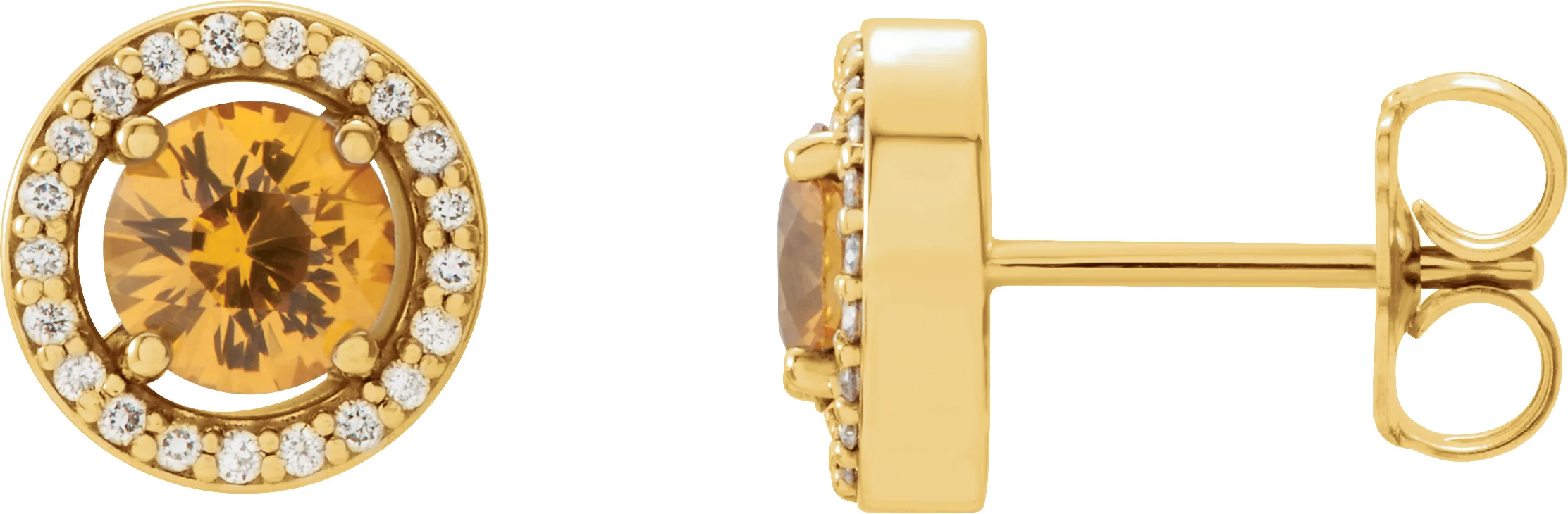 14K Yellow Natural Yellow Sapphire & 1/8 CTW Natural Diamond Earrings
