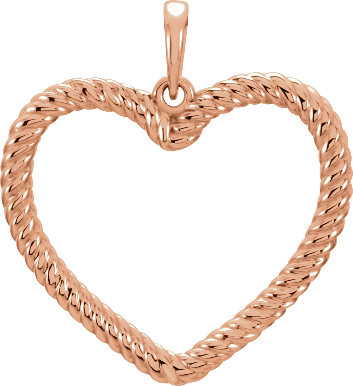 14K Rose Rope Heart Pendant