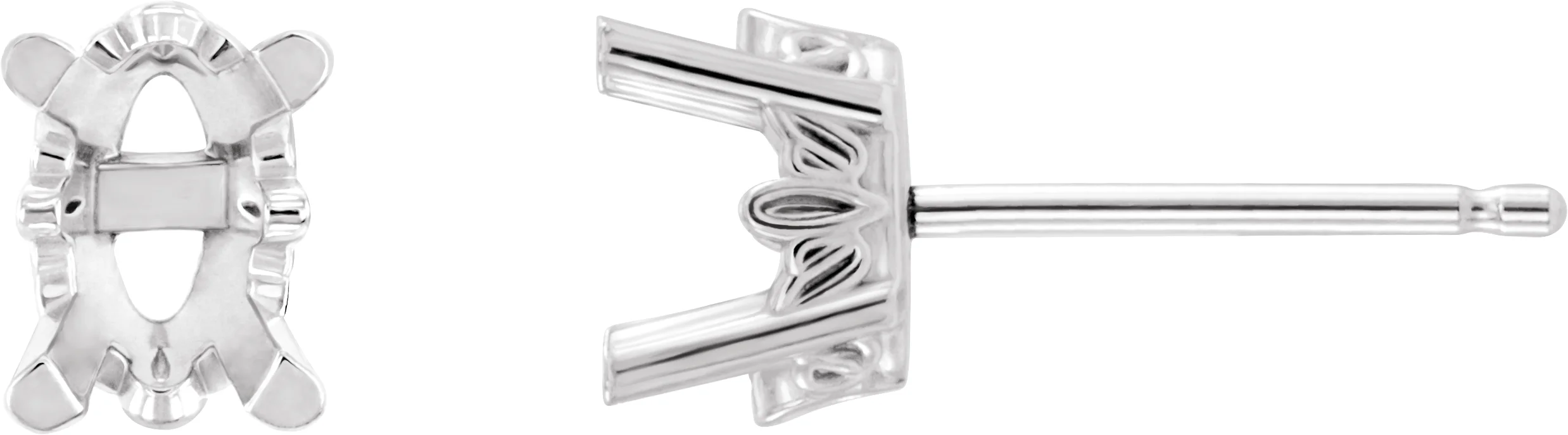 Oval 4-Prong Scroll Setting® Stud Earrings