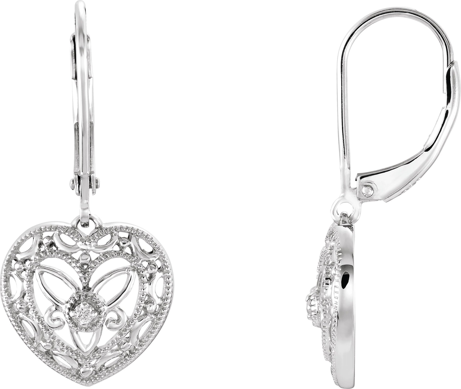 Granulated Filigree Heart Earrings