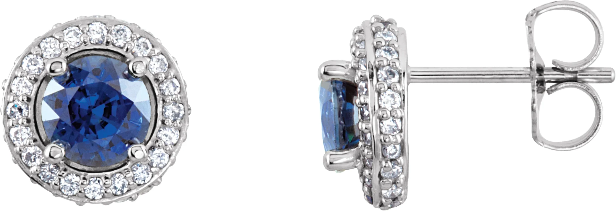 Round 4-Prong Halo-Style Earrings
