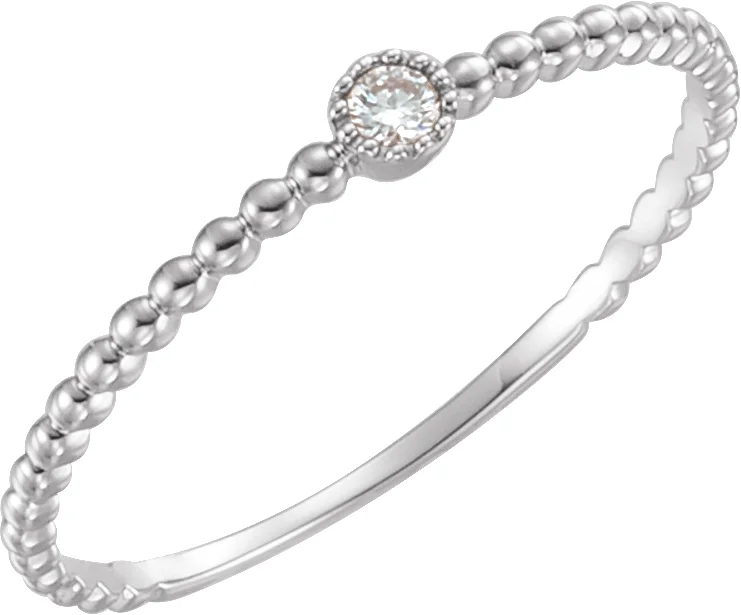 Beaded Bezel-Set Solitaire Ring