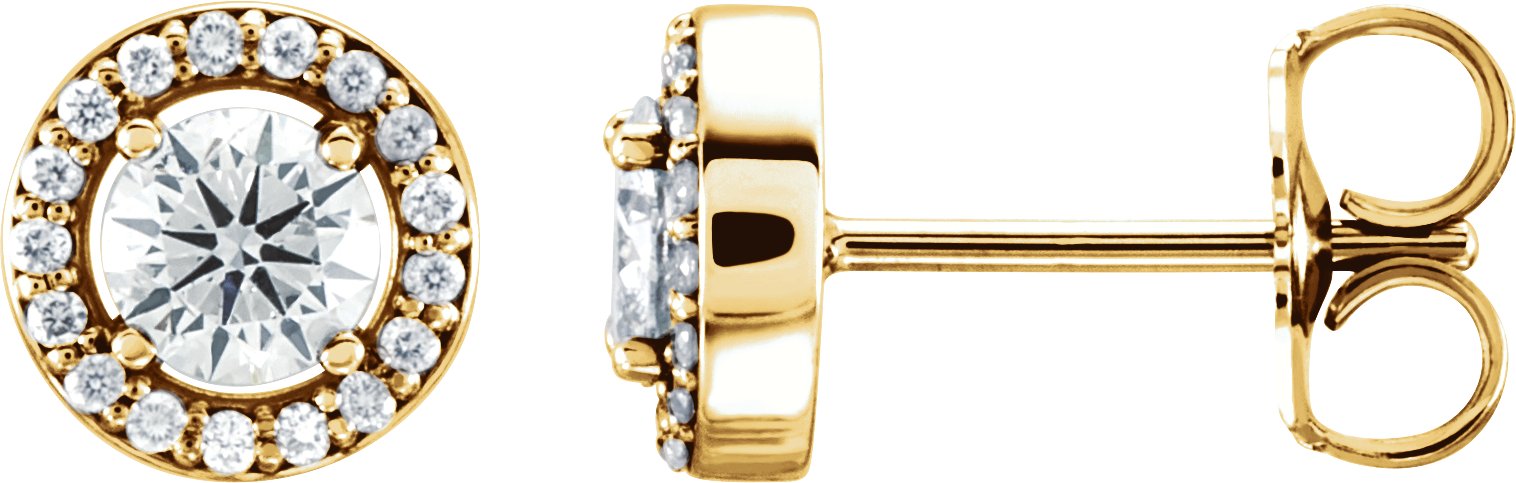 Round 4-Prong Halo-Style Earrings