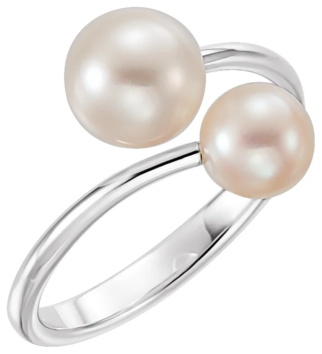 Two-Stone Pearl Bypass Ring