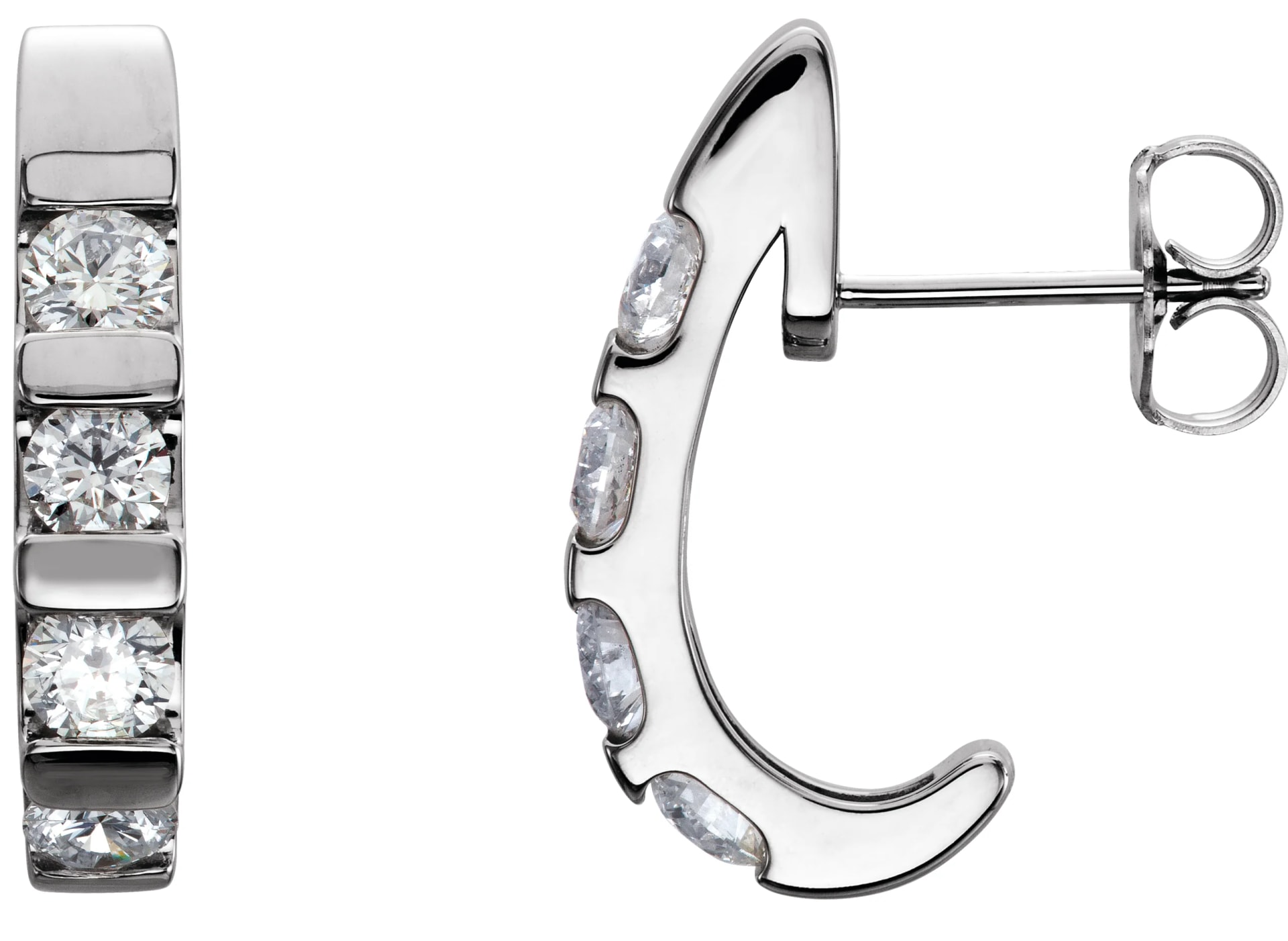 Channel-Set J-Hoop Earrings