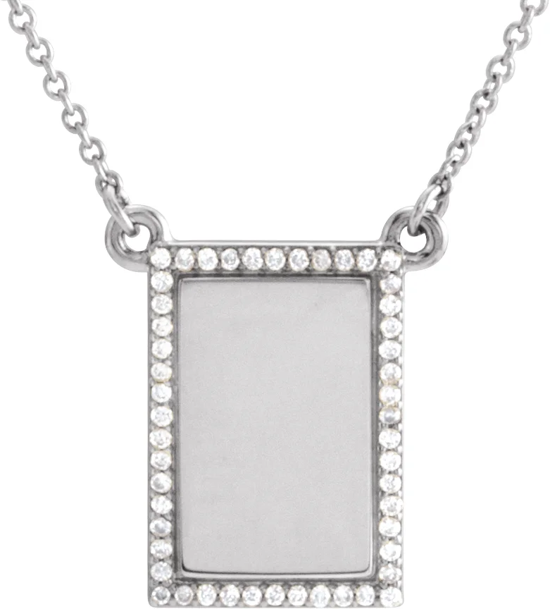 Engravable Accented Rectangle Necklace