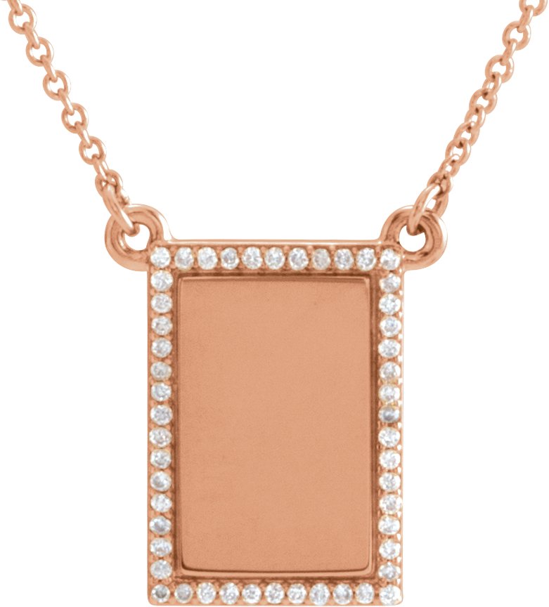 Engravable Accented Rectangle Necklace