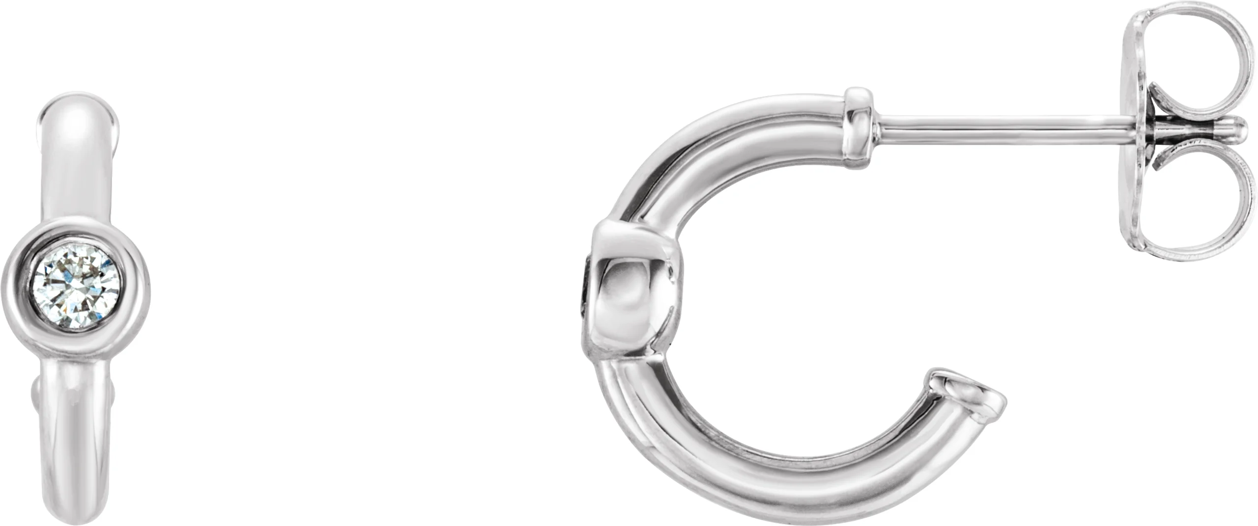 Bezel-Set Huggie Earrings