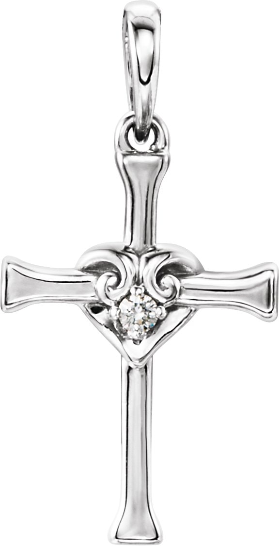 Accented Heart & Cross Pendant