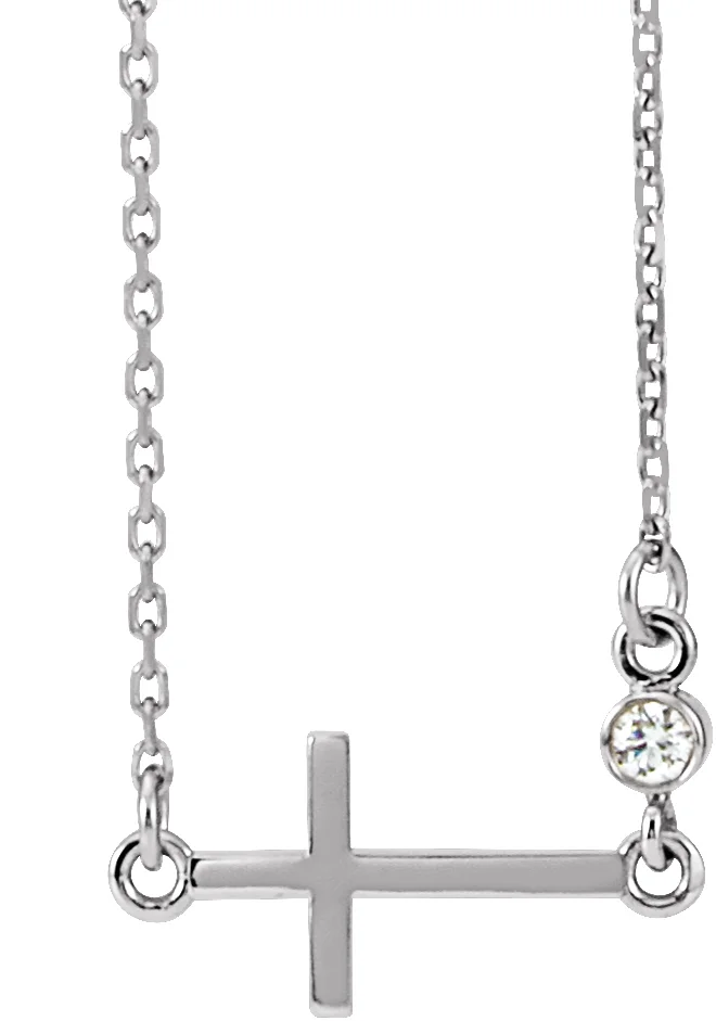 Accented Sideways Cross Necklace