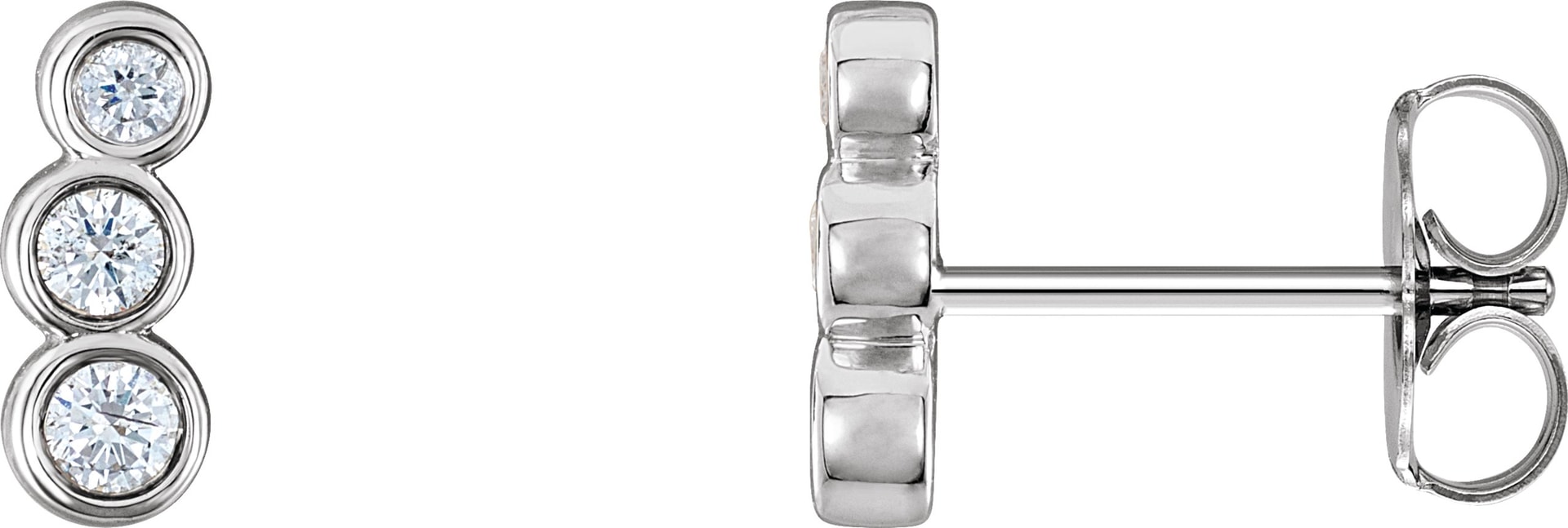 Petite Three-Stone Ear Climbers