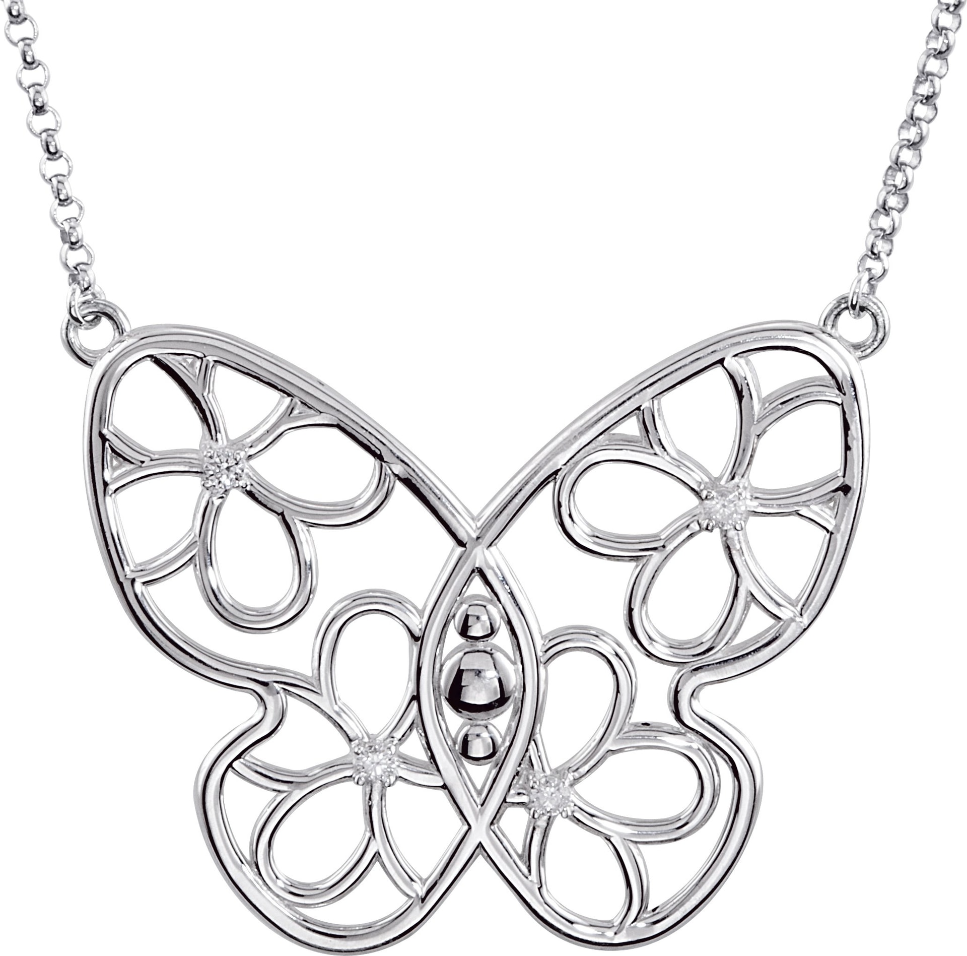 Accented Butterfly & Floral Necklace or Center