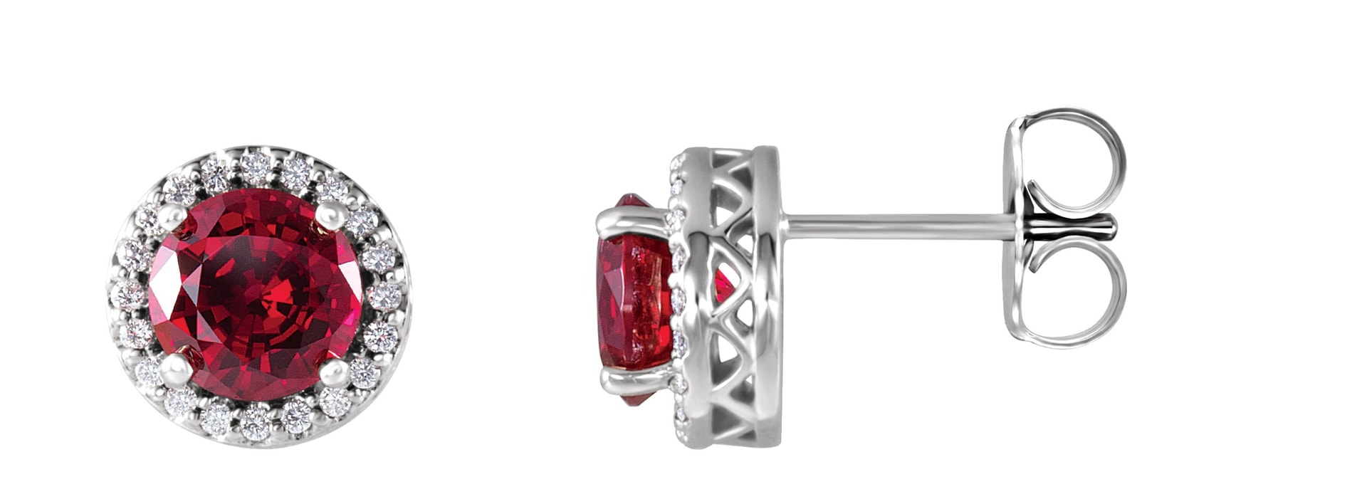 Round 4-Prong Halo-Style Earrings