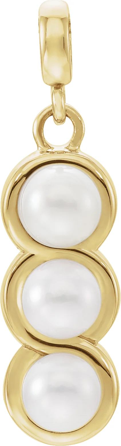 14K Yellow Cultured White Freshwater Pearl Pendant