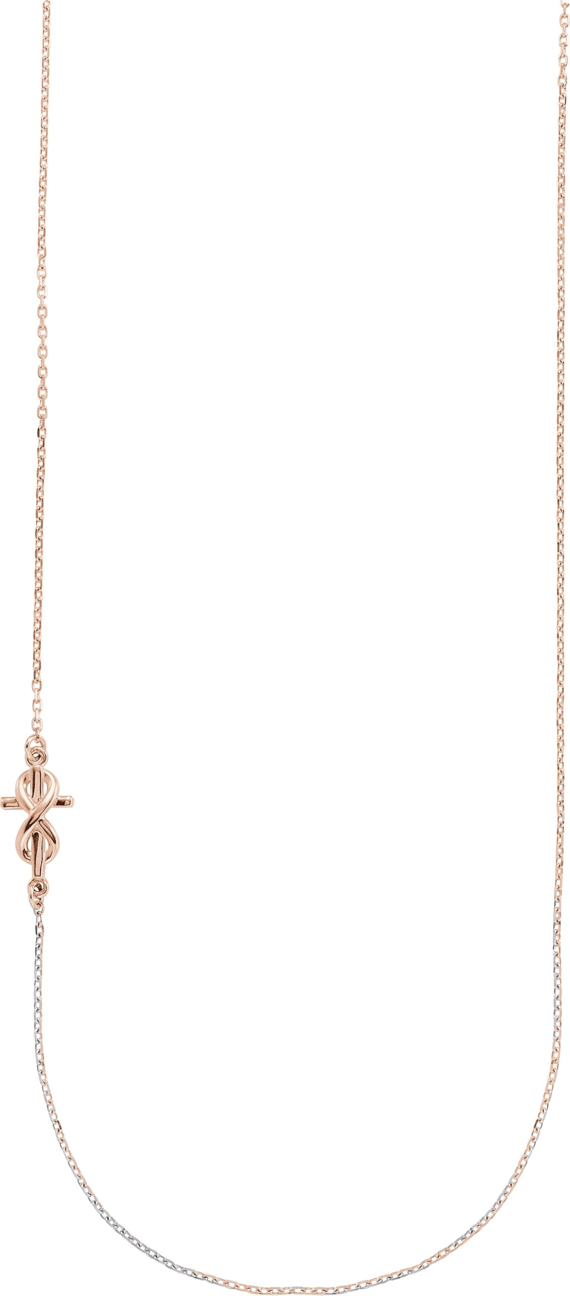 Infinity-Inspired Off-Center Sideways Cross Necklace