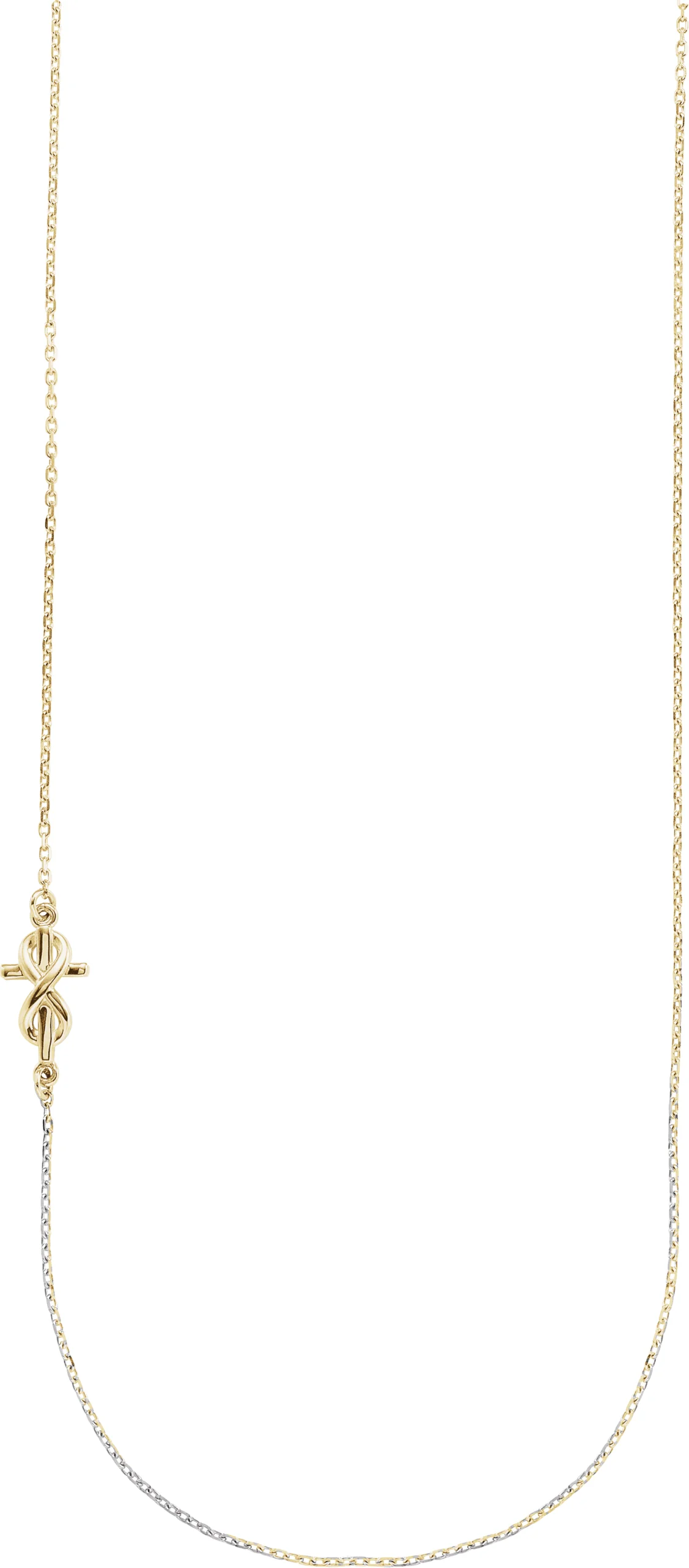 Infinity-Inspired Off-Center Sideways Cross Necklace