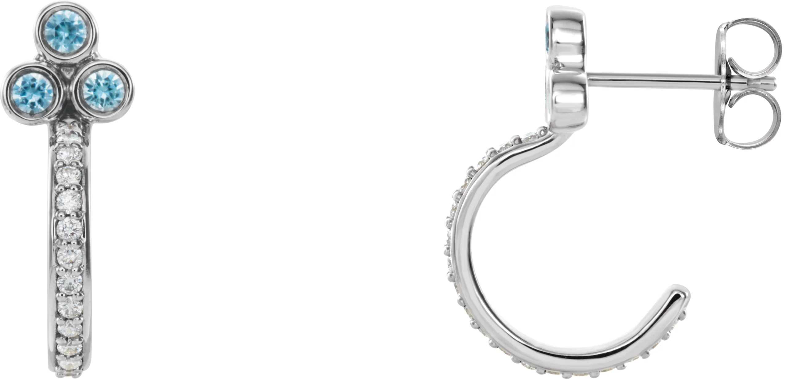 Accented Bezel-Set J-Hoop Earrings