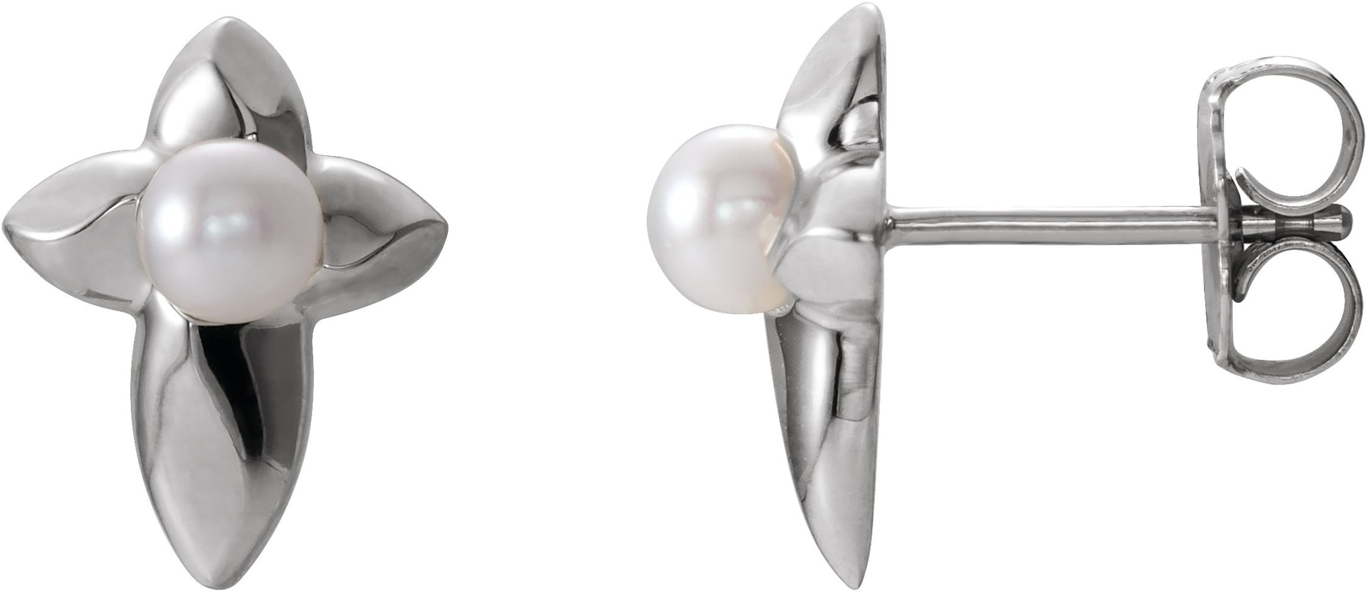 Pearl Cross Earrings