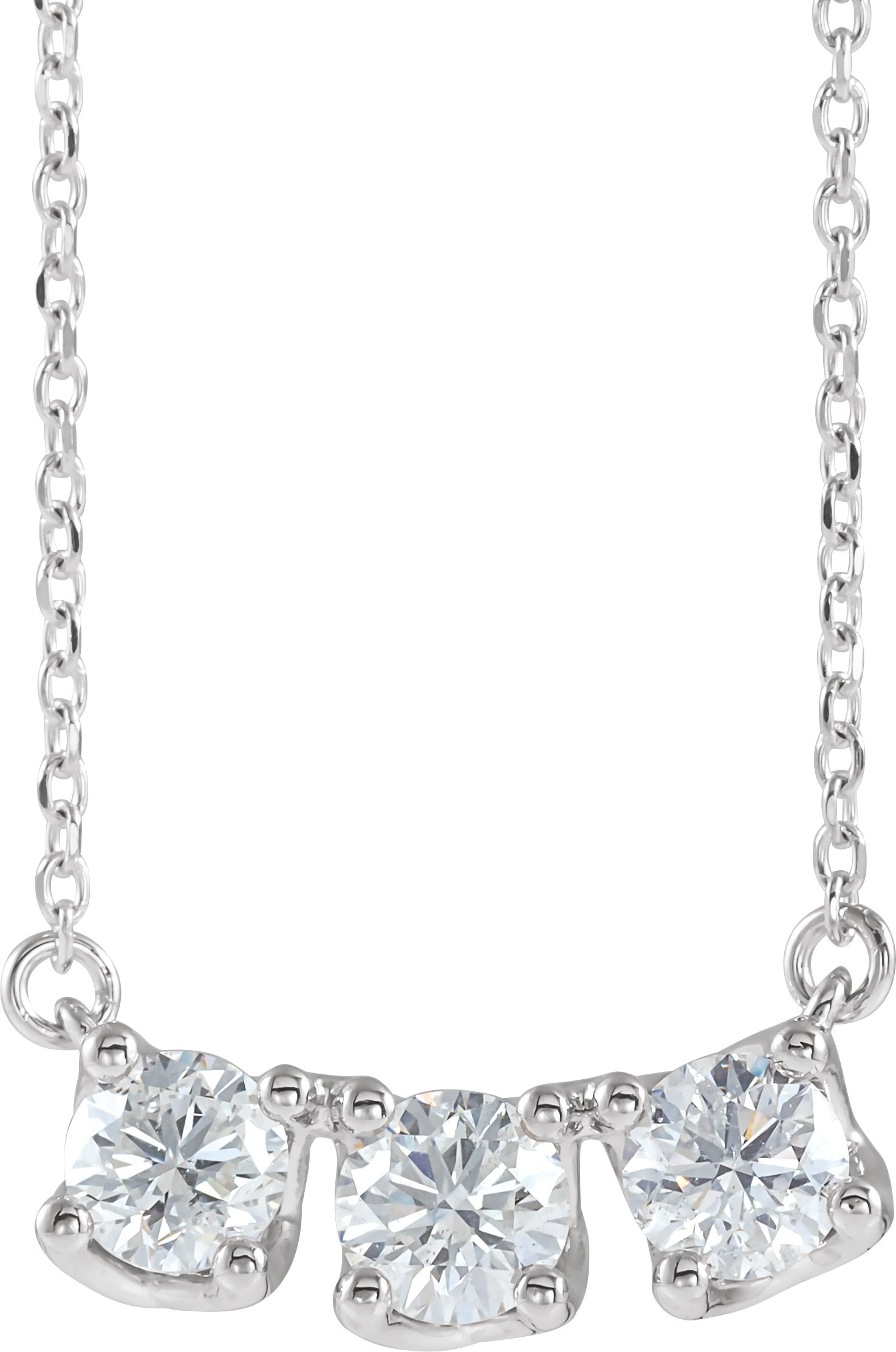 Three-Stone Curved Bar Necklace or Center