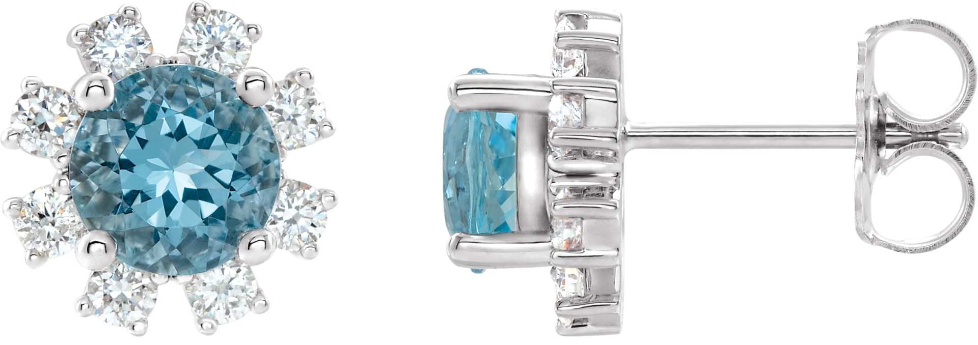 Round 4-Prong Halo-Style Earrings