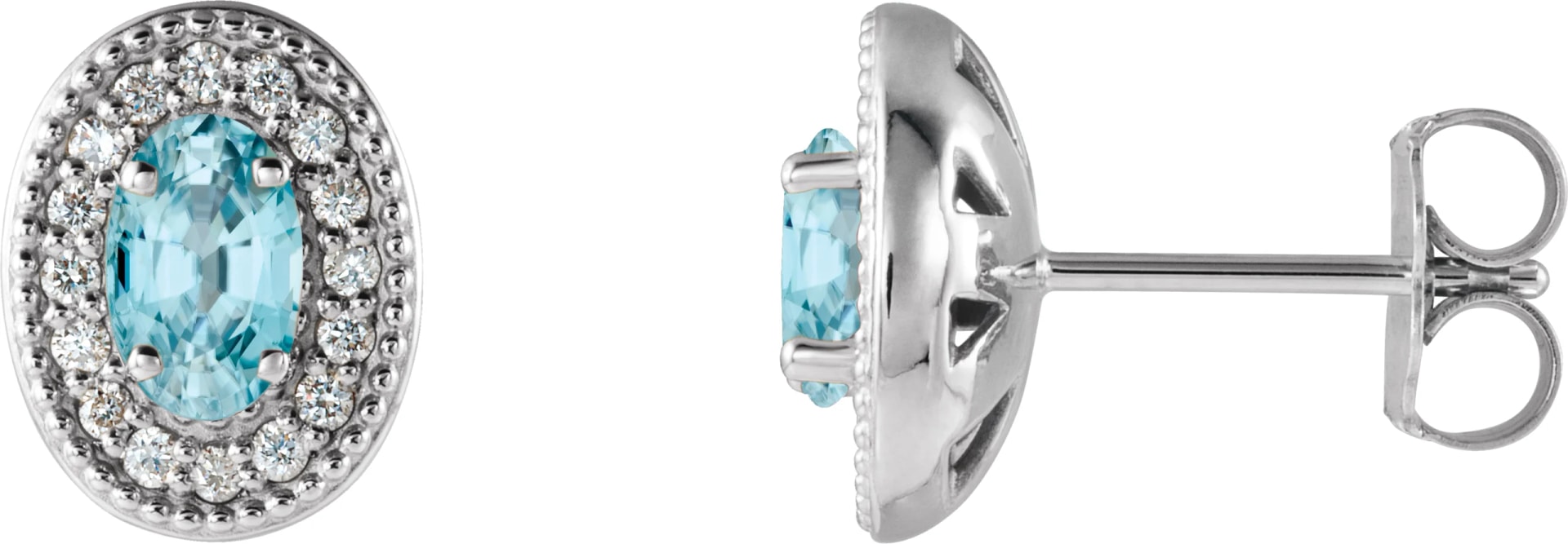Oval 4-Prong Halo-Style Earrings