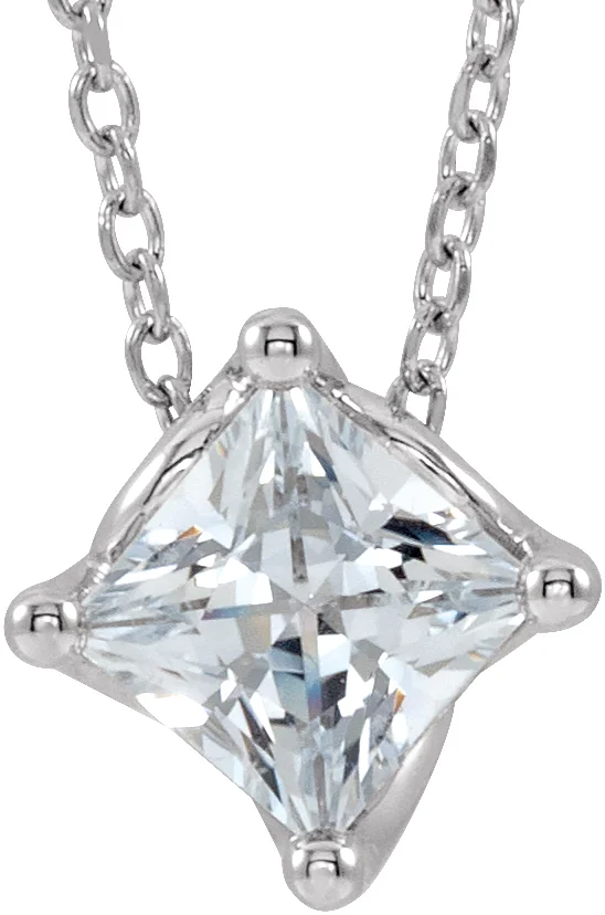 Natural Diamond Solitaire Necklace in Platinum