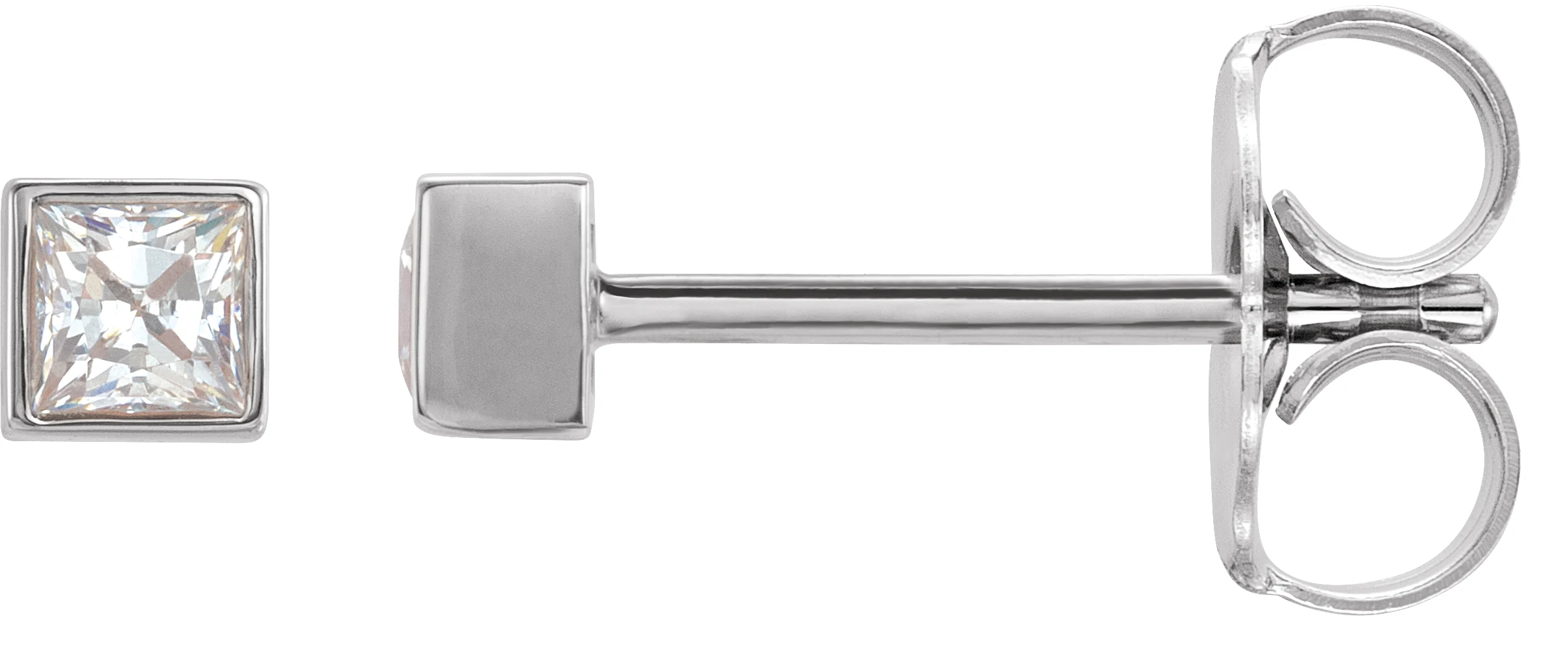 Square Bezel-Set Stud Earrings