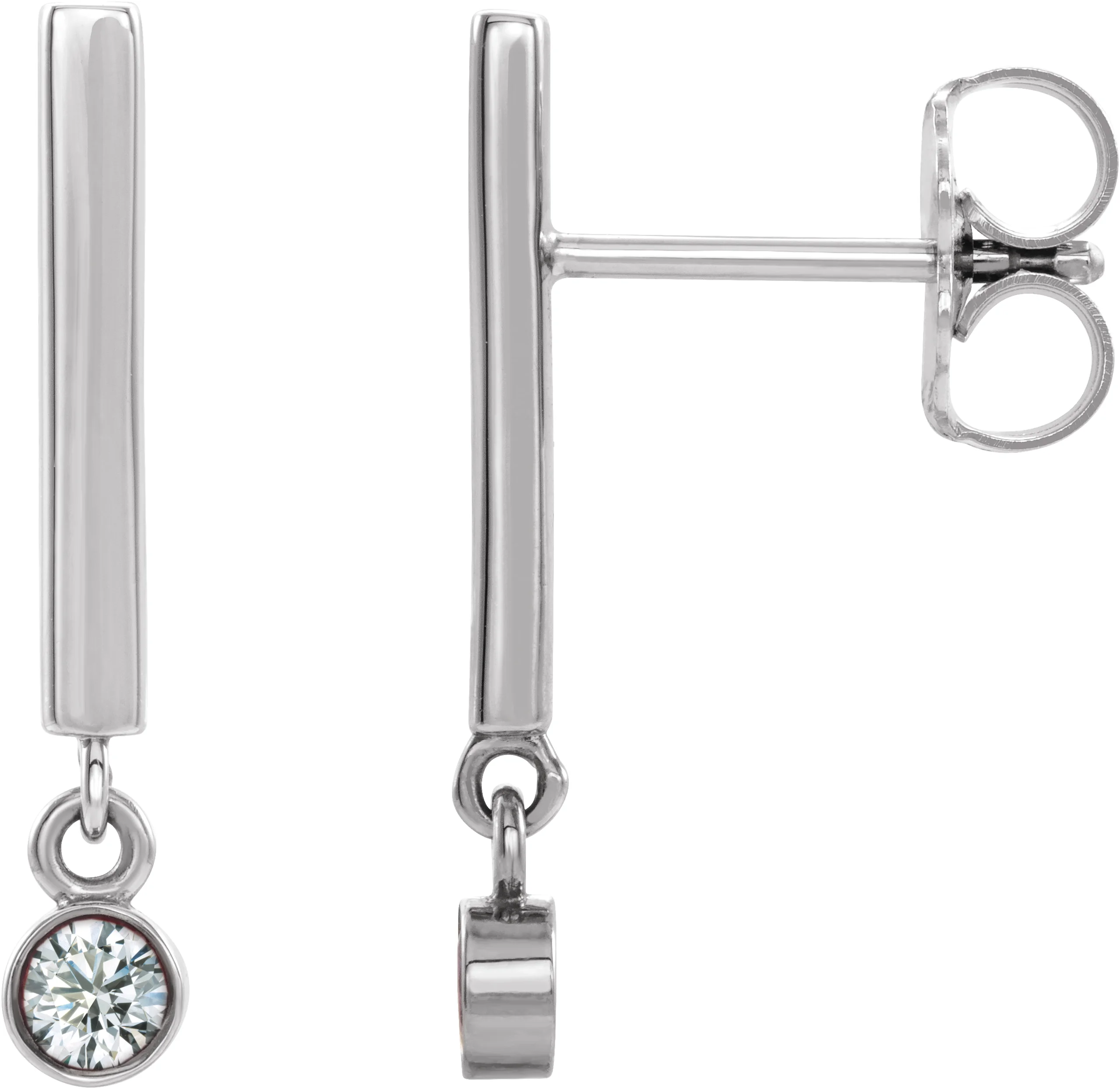 Bezel-Set Bar Earrings