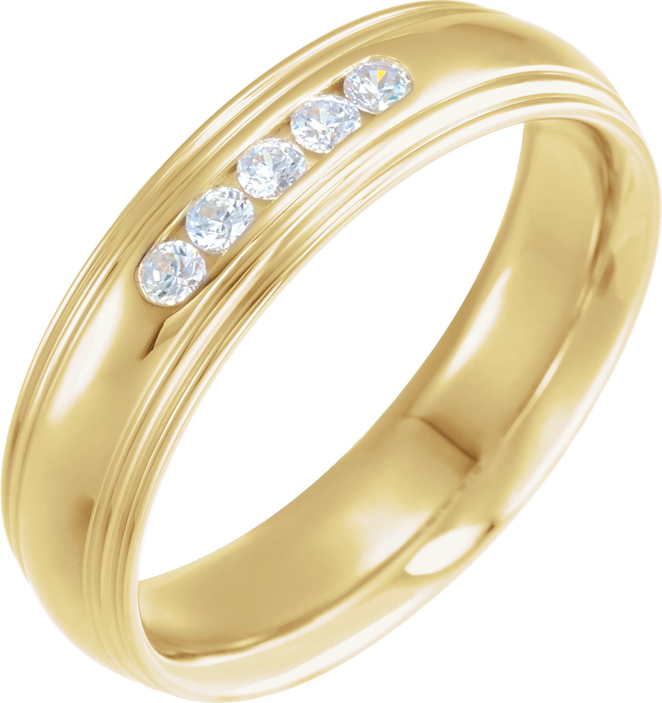 Double Stepped-Edge Comfort-Fit Half Round Band