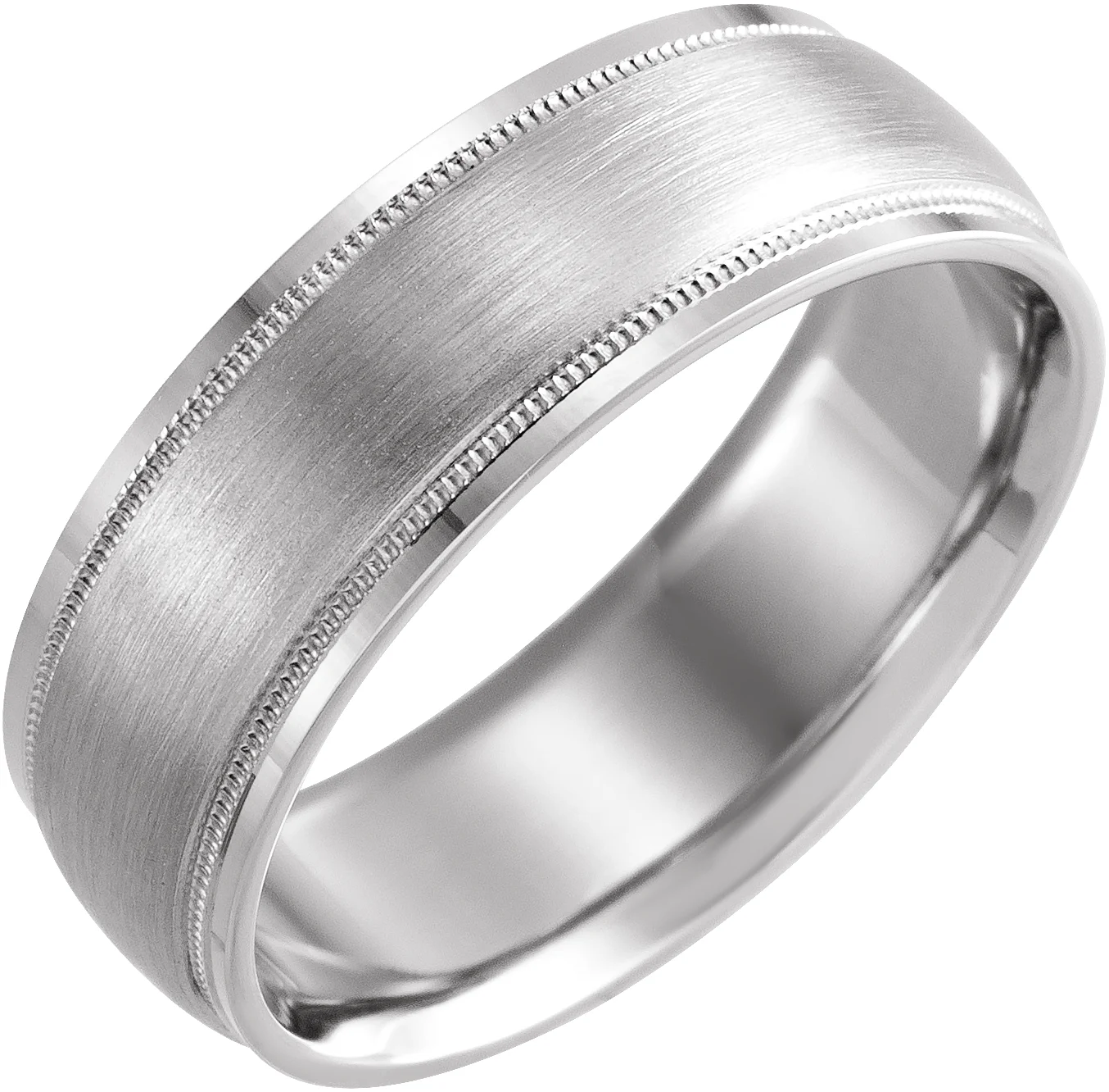 Milgrain Edge Comfort-Fit Flat Band with Matte Finish