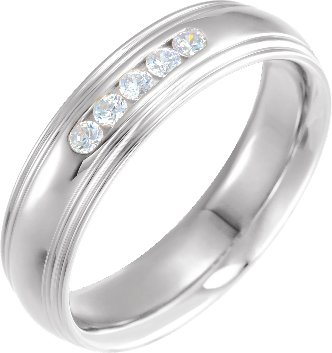 Double Stepped-Edge Comfort-Fit Half Round Band