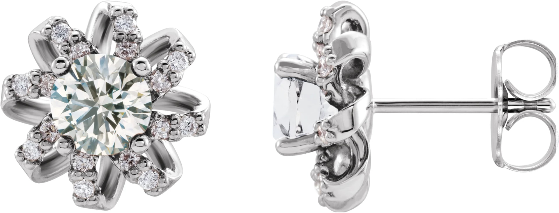 Round 4-Prong Halo-Style Twist Earrings