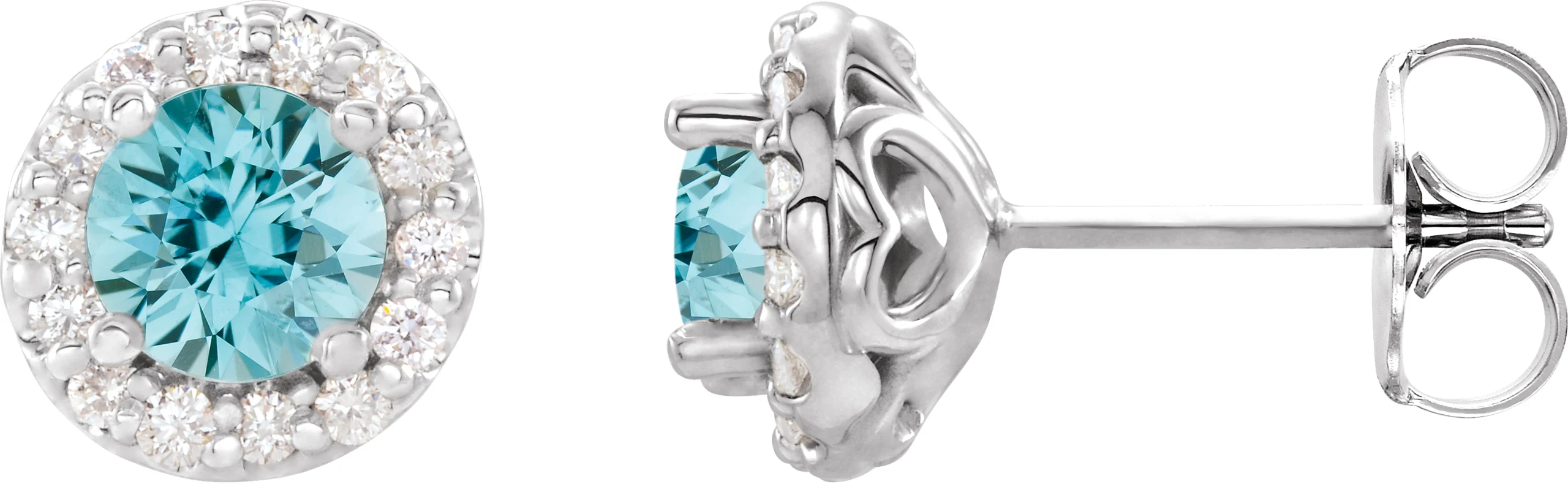 Round 4-Prong Halo-Style Earrings