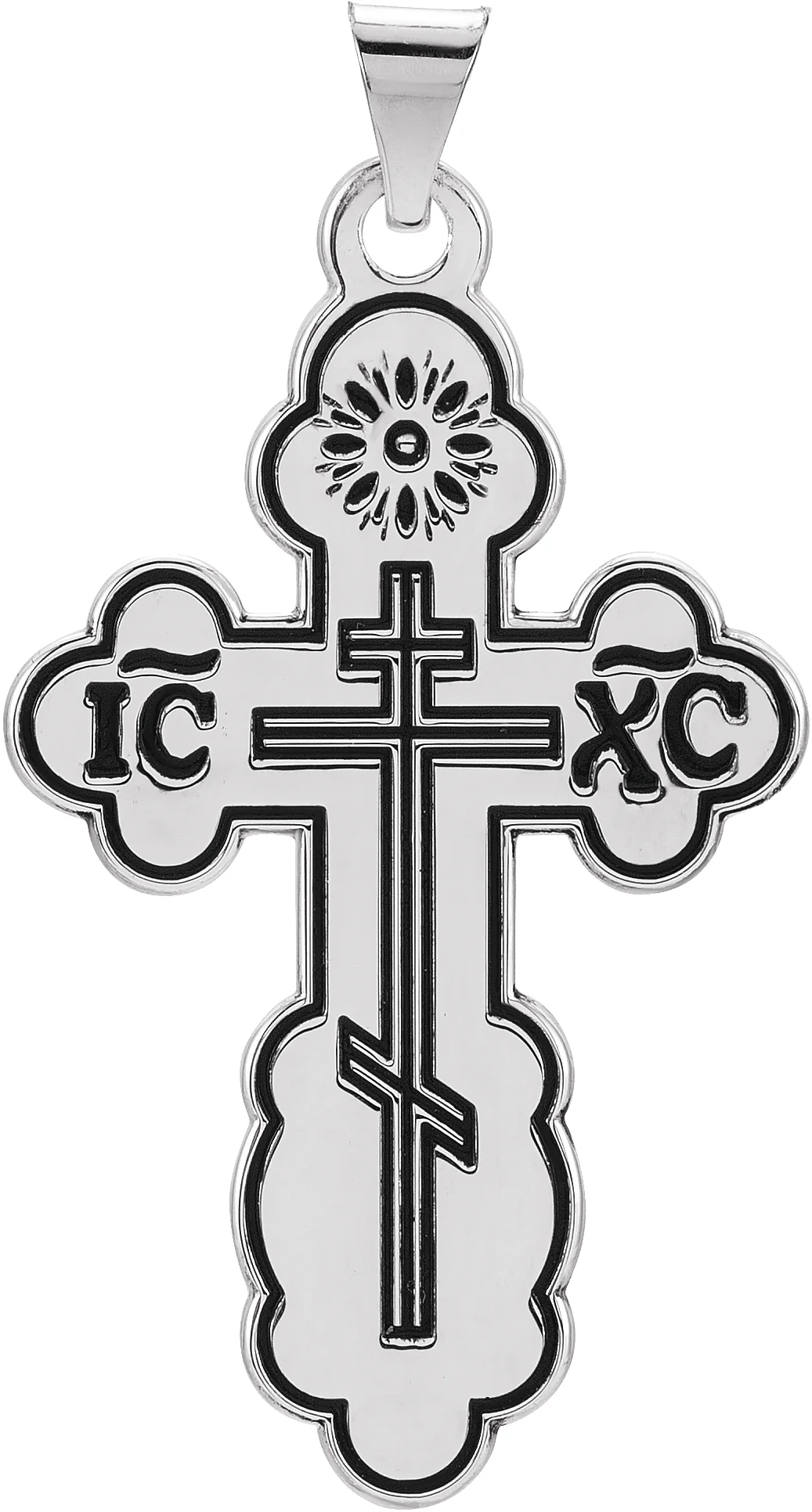Orthodox Cross Pendant with Black Inlay