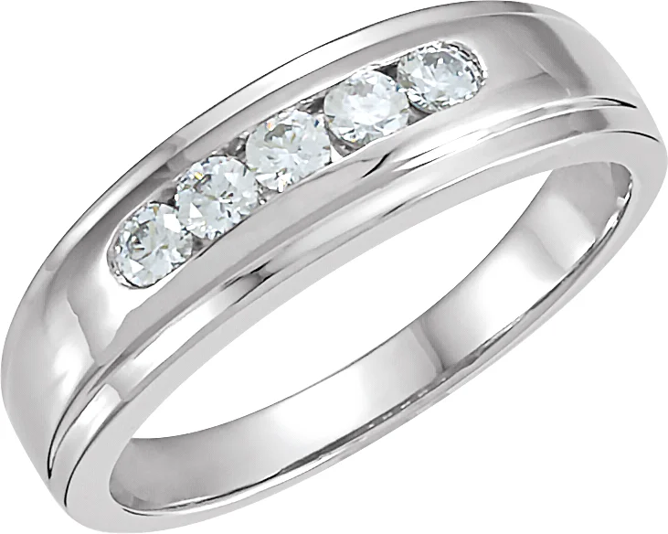 Stepped-Edge Channel-Set Five-Stone Band