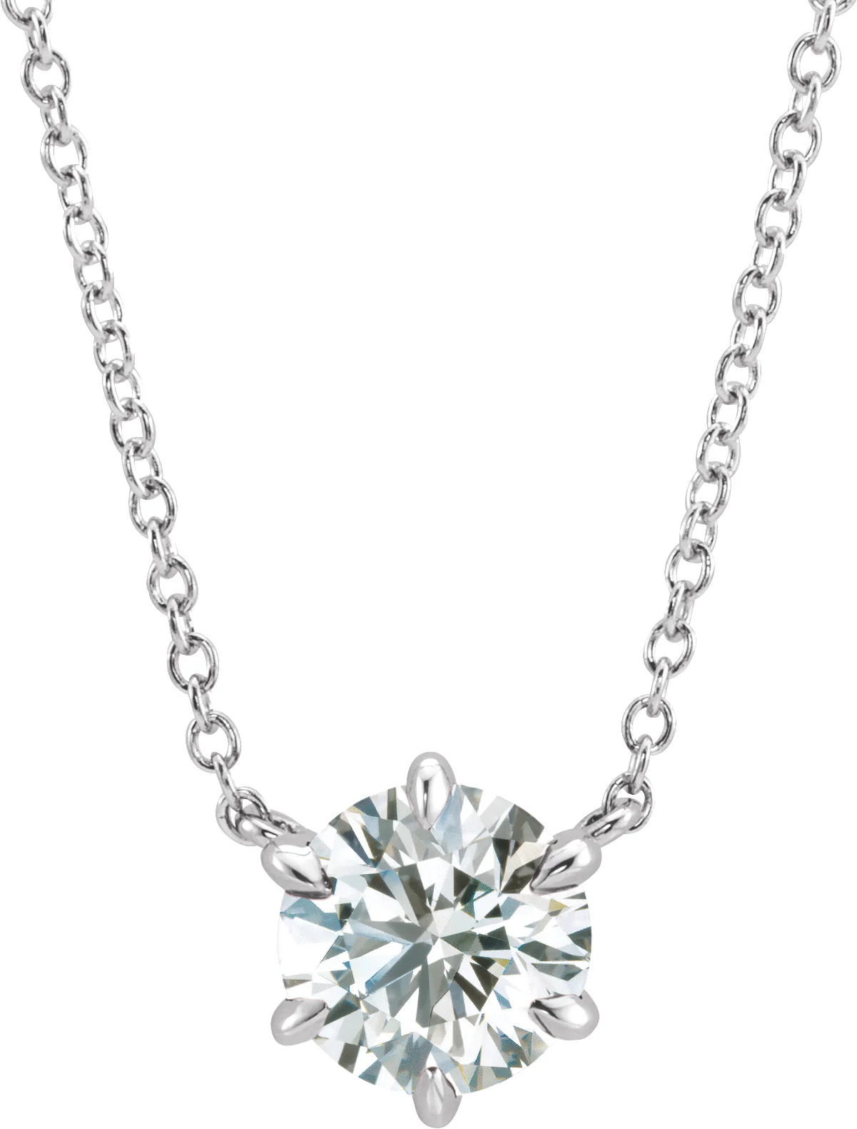 Natural Diamond Solitaire Necklace in Platinum