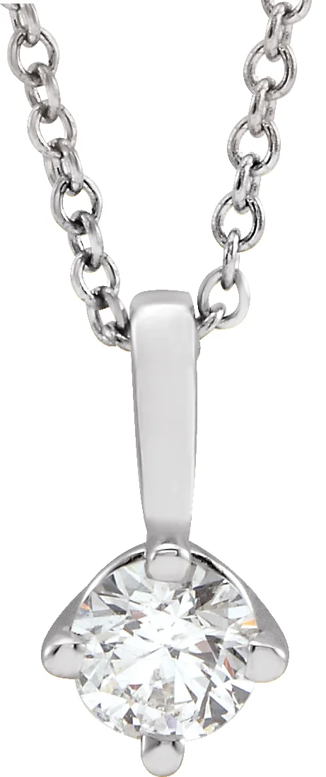 Natural Diamond Solitaire Necklace in Platinum