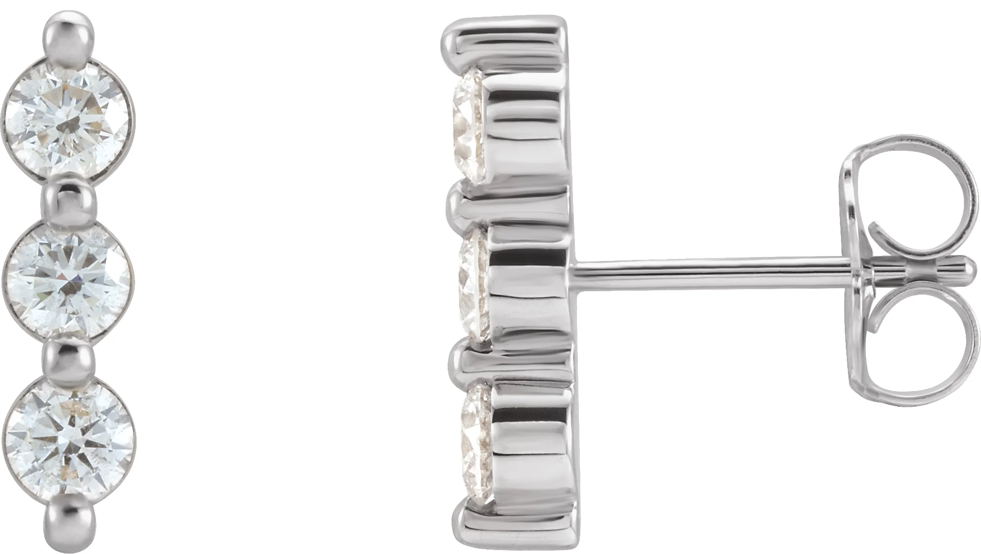 Three-Stone Bar Earrings