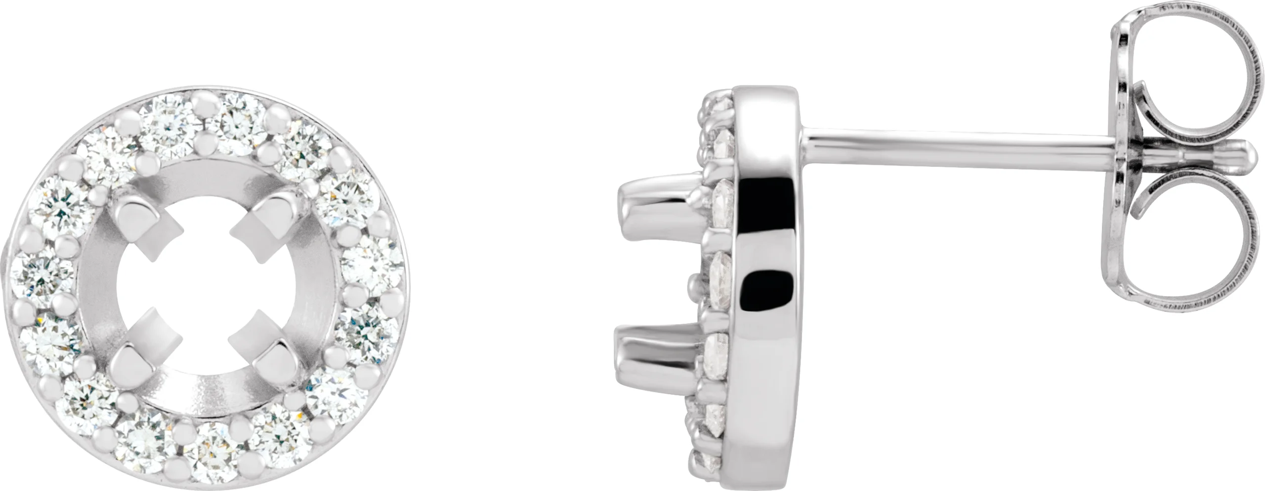 Round 4-Prong Halo-Style Earrings