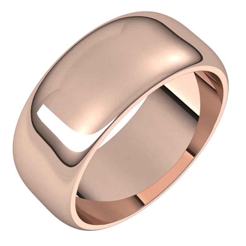 10K Rose 8 mm Half Round Band Size 10
