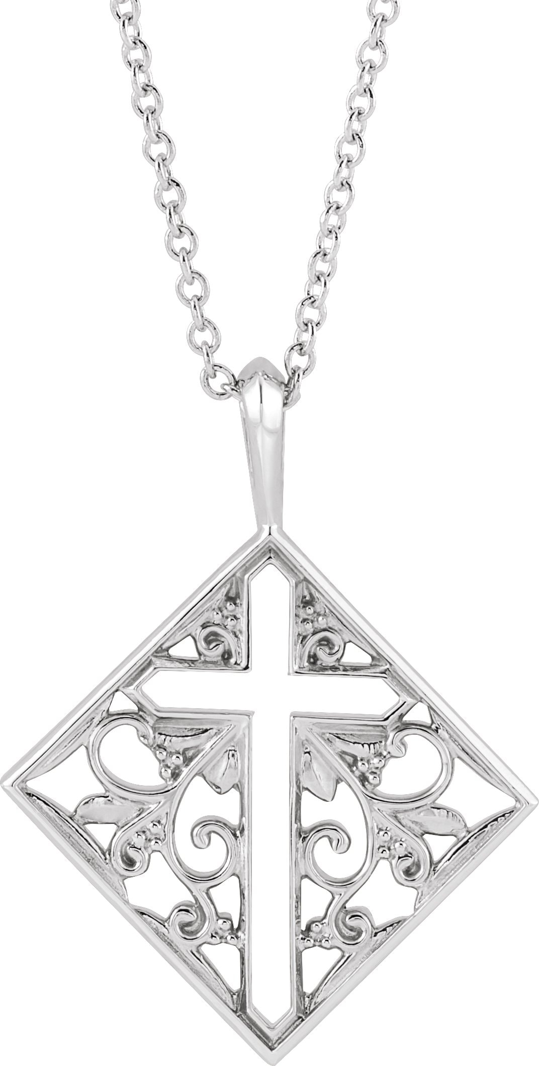 Ornate Pierced Cross Necklace or Pendant