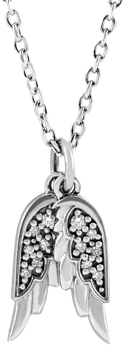 Accented Angel Wings Necklace