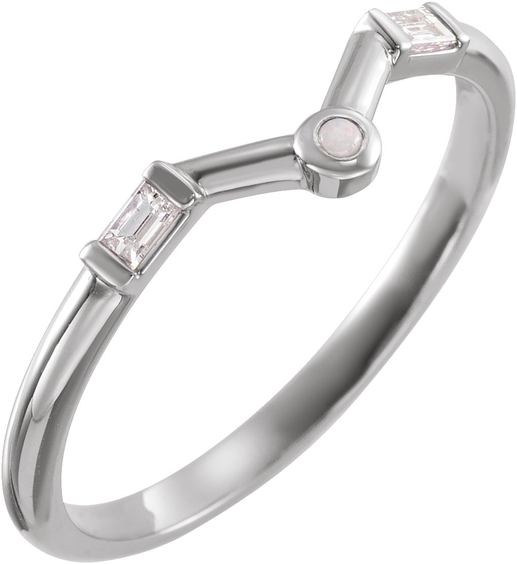Accented Cabochon V Ring