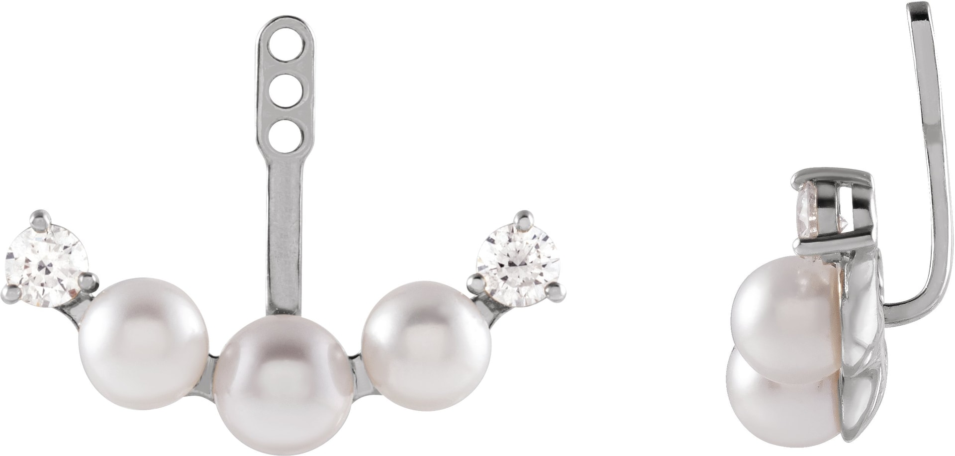 Three-Stone Pearl Earring Jackets