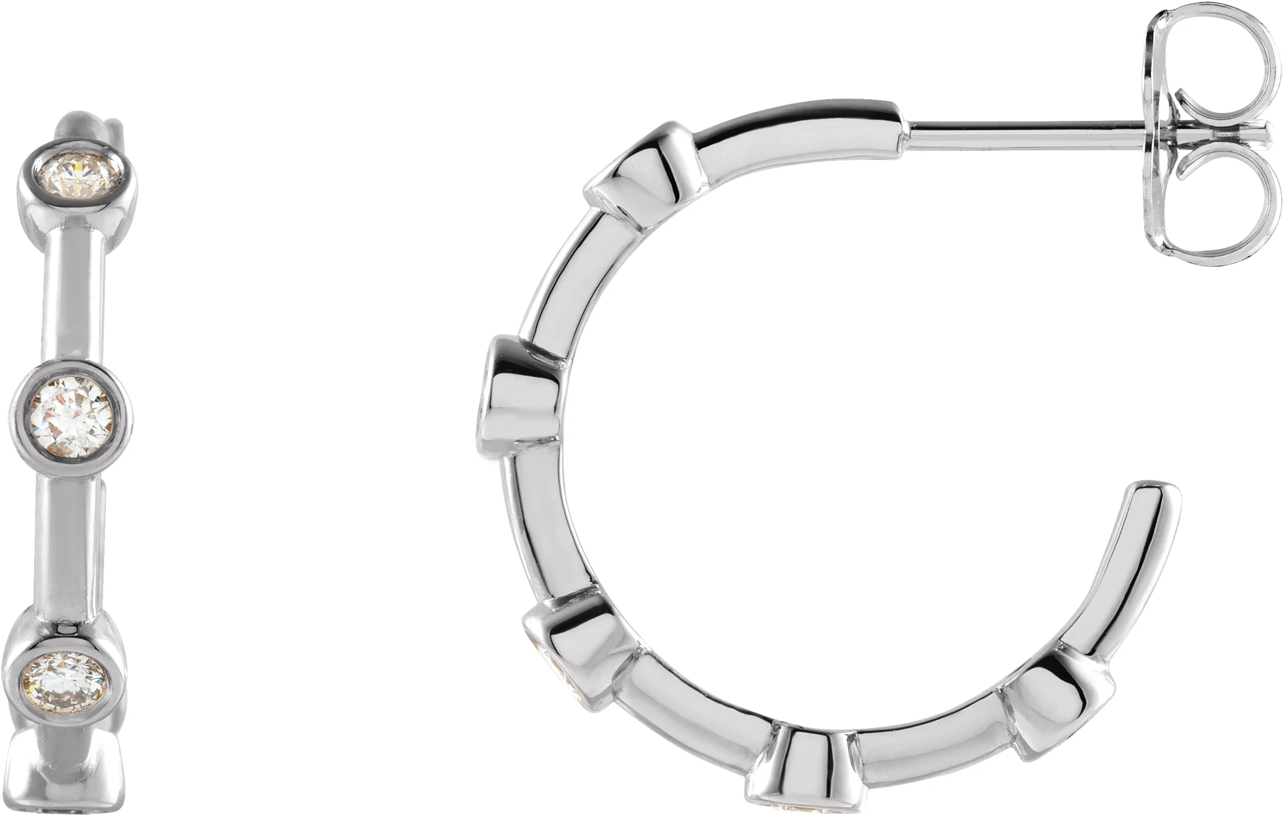 Bezel-Set Hoop Earrings