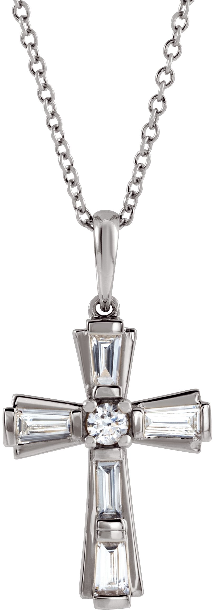 Accented Baguette Cross Necklace or Pendant