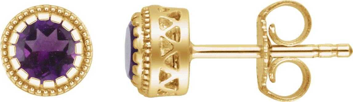 Milgrain Bezel-Set Birthstone Stud Earrings