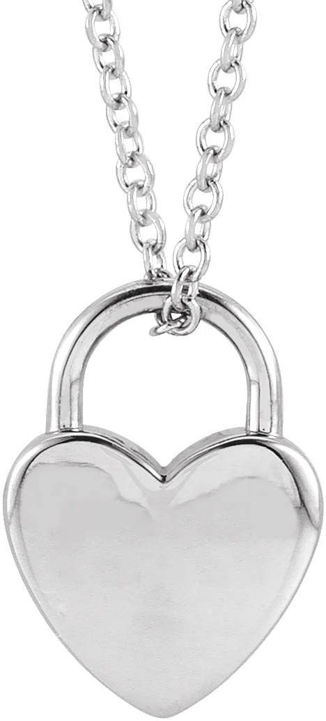Engravable Heart Lock Necklace