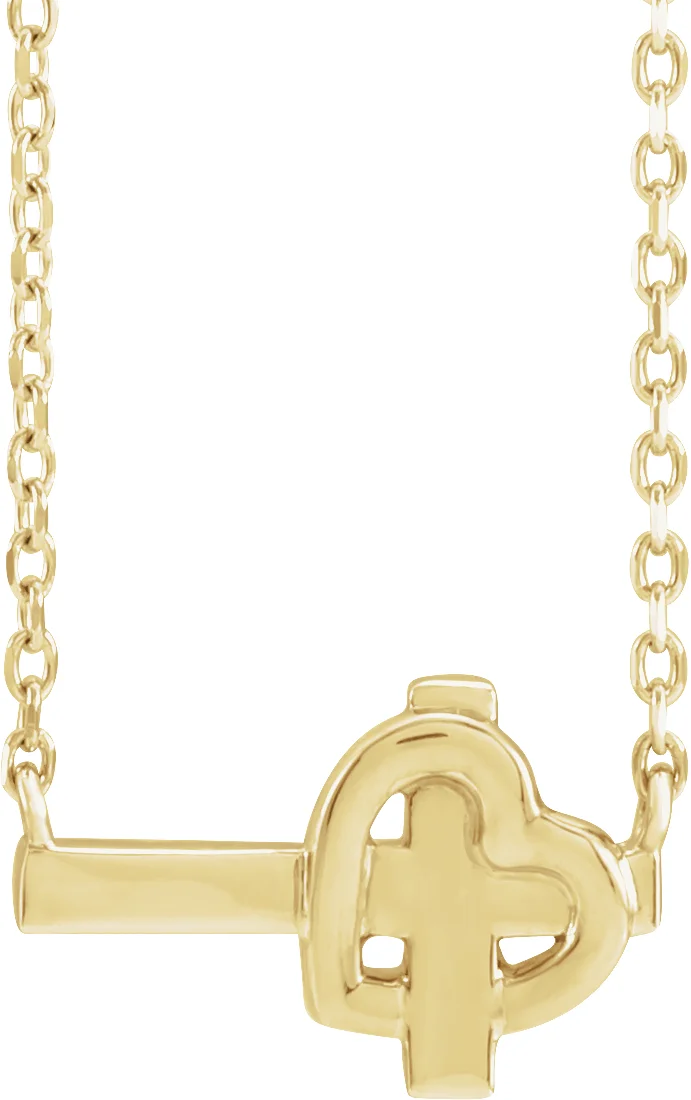 Sideways Cross & Heart Necklace