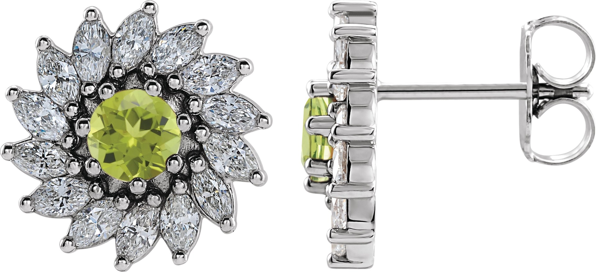 Round 7-Prong Halo-Style Earrings